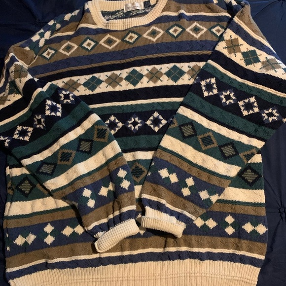 Vintage Plus Size 3XLT Bill Blass oversized Sweater with Nordic Patterns Irish - Picture 6 of 6
